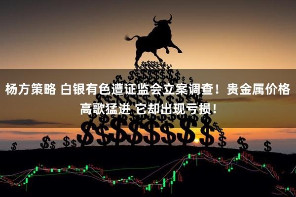 杨方策略 白银有色遭证监会立案调查！贵金属价格高歌猛进 它却出现亏损！